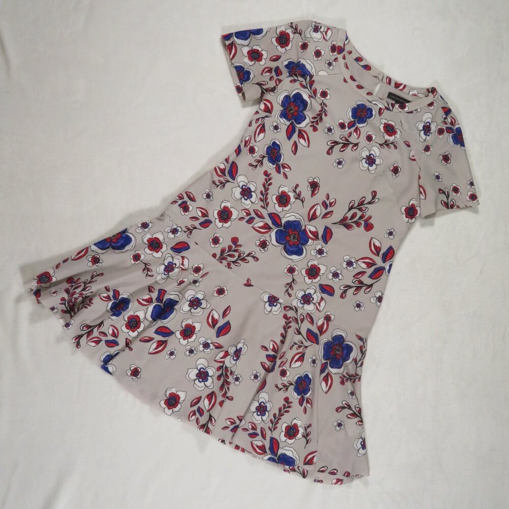 Banana Republic Gray Floral Drop Waist Dress Size 4